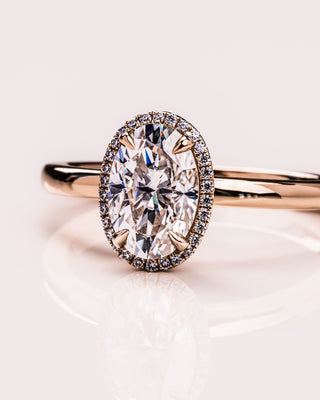 1.80 - 3.80 CT Oval CVD Diamond Halo Engagement Ring