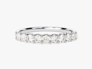 Bague de mariage en or massif 14 carats avec diamants Moissanite à neuf pierres de taille ronde de 0,45 ct pour femme