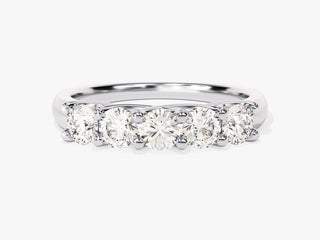 1.0CT Diamant Moissanite à Cinq Pierres Taille Ronde Mariage Pour Femmes