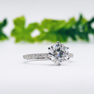 1.85 CT Round Cut Solitaire Pave Moissanite Engagement Ring