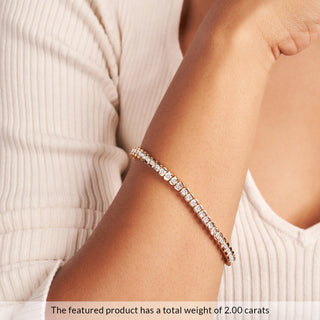 Bracelet tennis en or blanc 14 carats avec diamants Moissanite taille ronde et demi-lunette de 3,0 ct