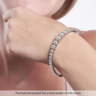 Bracelet en or blanc 14 carats avec diamants de tennis en moissanite taille ronde de 4,0 ct