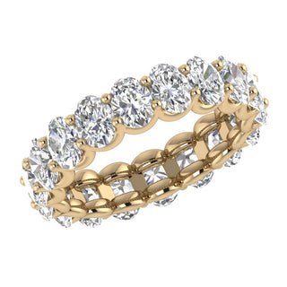 Oval G-VVS Lab Grown Diamond Eternity Wedding Band in Yellow Gold