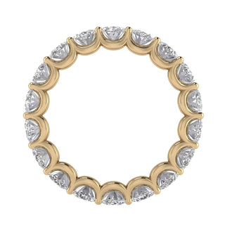 Oval G-VVS Lab Grown Diamond Eternity Wedding Band in Yellow Gold