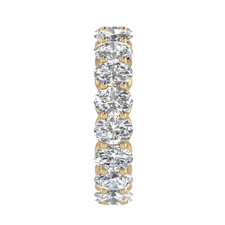 Oval G-VVS Lab Grown Diamond Eternity Wedding Band in Yellow Gold