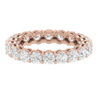 Round G-VVS Lab Grown Diamond Eternity Wedding Band in Rose Gold