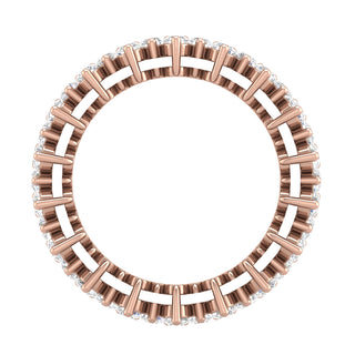 Round G-VVS Lab Grown Diamond Cluster Wedding Band in Rose Gold