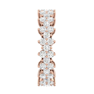 Round G-VVS Lab Grown Diamond Cluster Wedding Band in Rose Gold