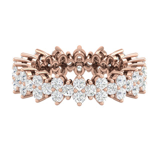 Round G-VVS Lab Grown Diamond Cluster Wedding Band in Rose Gold