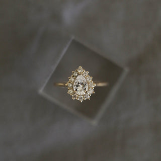 0.75CT Pear Halo Moissanite Diamond Solitaire Engagement Ring