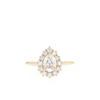 Bague de fiançailles solitaire en diamant et moissanite en forme de poire de 0,75 ct