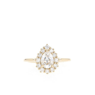 0.75CT Pear Halo Moissanite Diamond Engagement Ring - ELITE CARAT