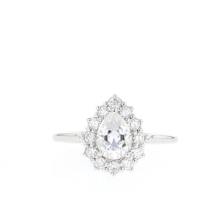 0.75CT Pear Halo Moissanite Diamond Engagement Ring - ELITE CARAT