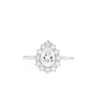 Bague de fiançailles solitaire en diamant et moissanite en forme de poire de 0,75 ct