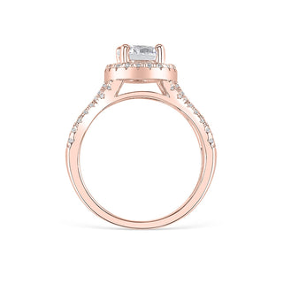 Bague de fiançailles en moissanite à taille ovale de 1,50 ct avec pavé torsadé