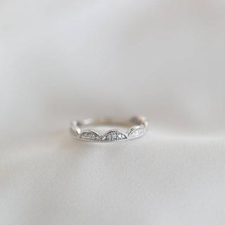 Alianza de boda de eternidad con diamante de moissanita de corte brillante redondo único de 0,12 ct 