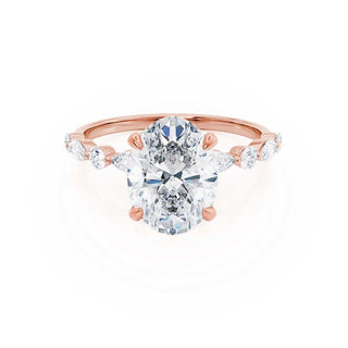 Bague de fiançailles solitaire en moissanite de forme ovale de 0,90 ct avec sertissage pavé