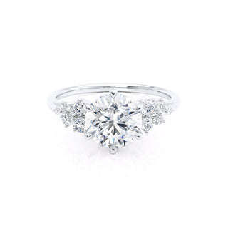 1.0 CT Round Cut Moissanite Cluster Style Engagement Ring