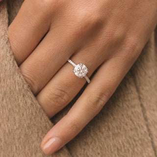 1.20 ct Round Cut Hidden Halo  Moissanite Engagement Ring - ELITE CARAT