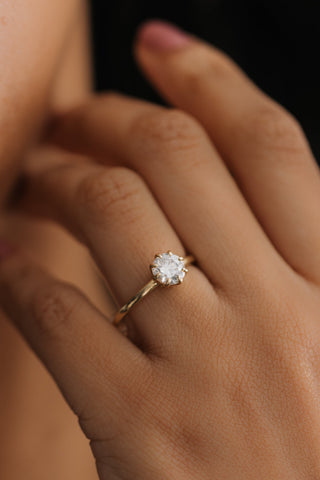 1.0 CT Round Hidden Halo Style Moissanite Engagement Ring