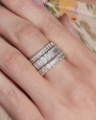 4.50CTW Emerald Cut Full Eternity Stacking Wedding Band