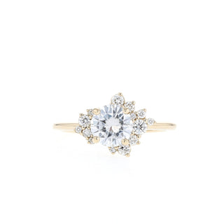 1.05ct Round Solitaire Moissanite Diamond Cluster Engagement Ring