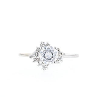 1.05ct Round Solitaire Moissanite Diamond Cluster Engagement Ring