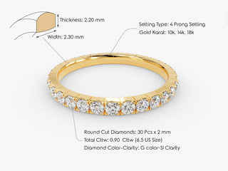 0,90 ct coupe ronde éternité moissanite diamant mariage pour femme