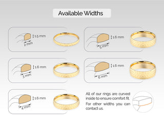 3.0MM Flat Wedding Hammered Band For Women in Solid Gold