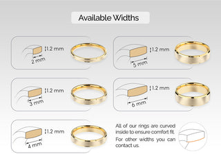 2.0MM Matte Brushed Wedding Band For Her, Solid Gold