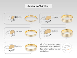 2.0MM Classic Dome Brushed Wedding Band For Women, Solid Gold