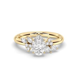 1.0-3.0 CT Pear Diamond Cluster Engagement Ring