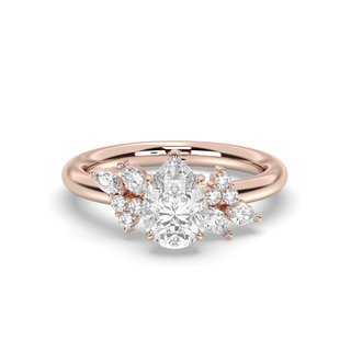 Bague de fiançailles avec grappe de diamants en forme de poire de 1,0 à 3,0 ct