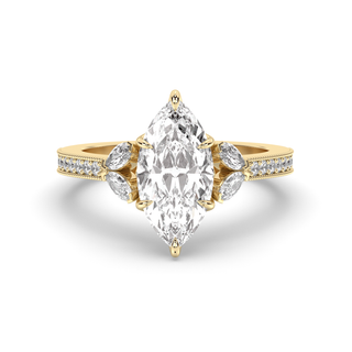 Bague de fiançailles avec solitaire en diamant marquise de 1,5 à 3,50 ct