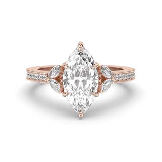 Bague de fiançailles avec solitaire en diamant marquise de 1,5 à 3,50 ct