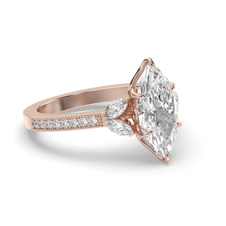 Bague de fiançailles avec solitaire en diamant marquise de 1,5 à 3,50 ct