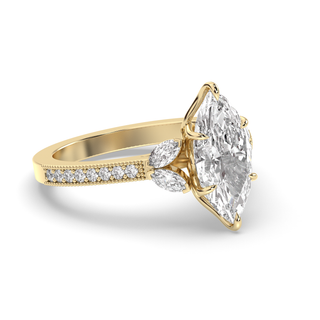 Bague de fiançailles avec solitaire en diamant marquise de 1,5 à 3,50 ct