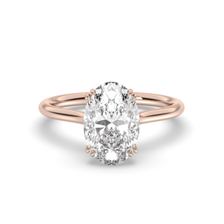 1.0 CT Oval Diamond Hidden Halo Engagement Ring