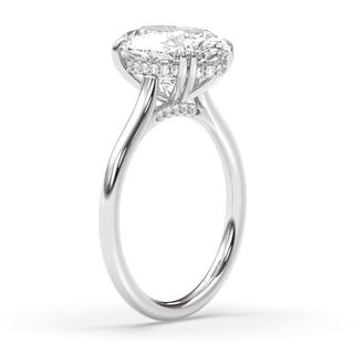 Bague de fiançailles avec halo caché en diamant ovale de 1,0 ct