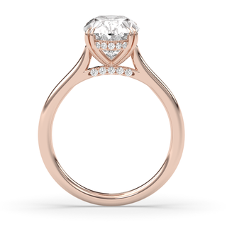 Bague de fiançailles avec halo caché en diamant ovale de 1,0 ct