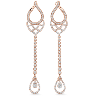 Boucles d'oreilles chandelier en diamant et moissanite ronde 3,77 TCW