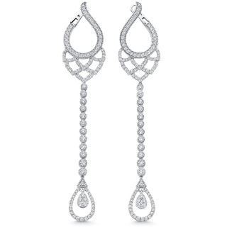 Boucles d'oreilles chandelier en diamant et moissanite ronde 3,77 TCW