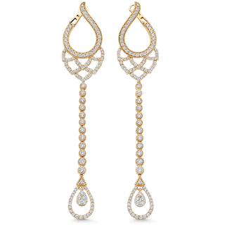 Boucles d'oreilles chandelier en diamant et moissanite ronde 3,77 TCW