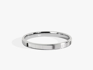 2.0MM Beveled Edge Wedding Band For Her, Solid Gold