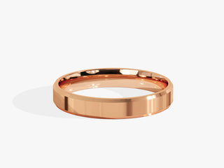 3.0MM Beveled Edge Wedding Band For Women in Solid Gold