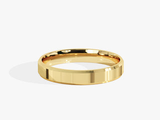 3.0MM Beveled Edge Wedding Band For Women in Solid Gold