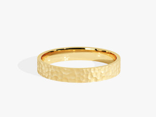 3.0MM Flat Wedding Hammered Band For Women in Solid Gold