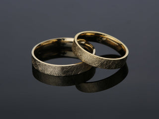 4.0MM Classic Flat Wedding Ice Matte Band For Women in Solid Gold