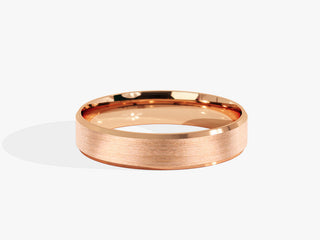 4.0MM Beveled Edge Wedding Brushed Band For Women in Solid Gold