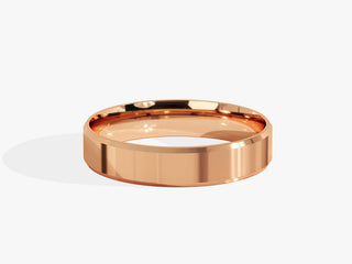 4.0MM Beveled Edge Wedding Band For Women in Solid Gold